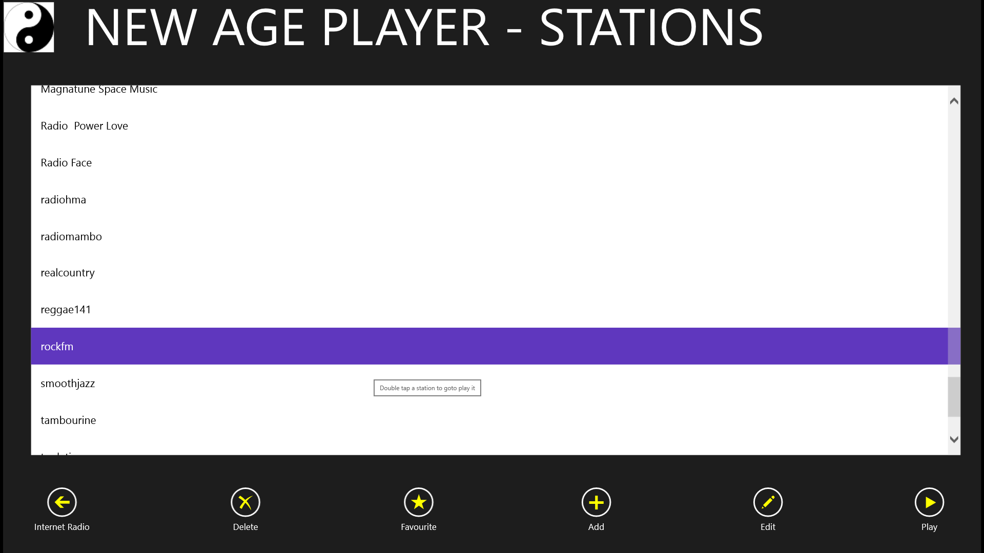 Stations screen