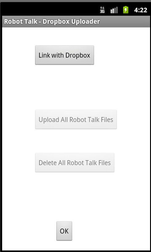 Dropbox upload screen